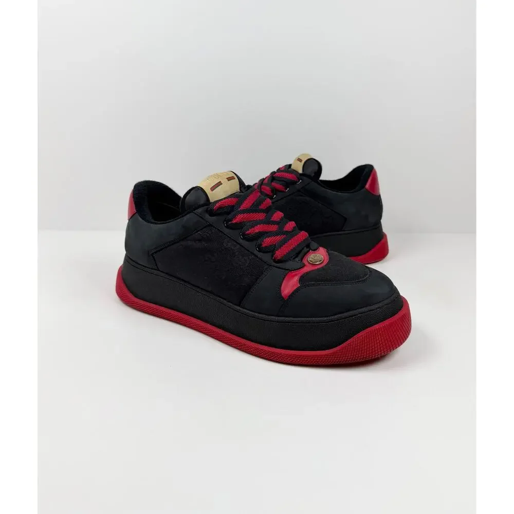 Gucci Black and Red Low-Top Sneakers